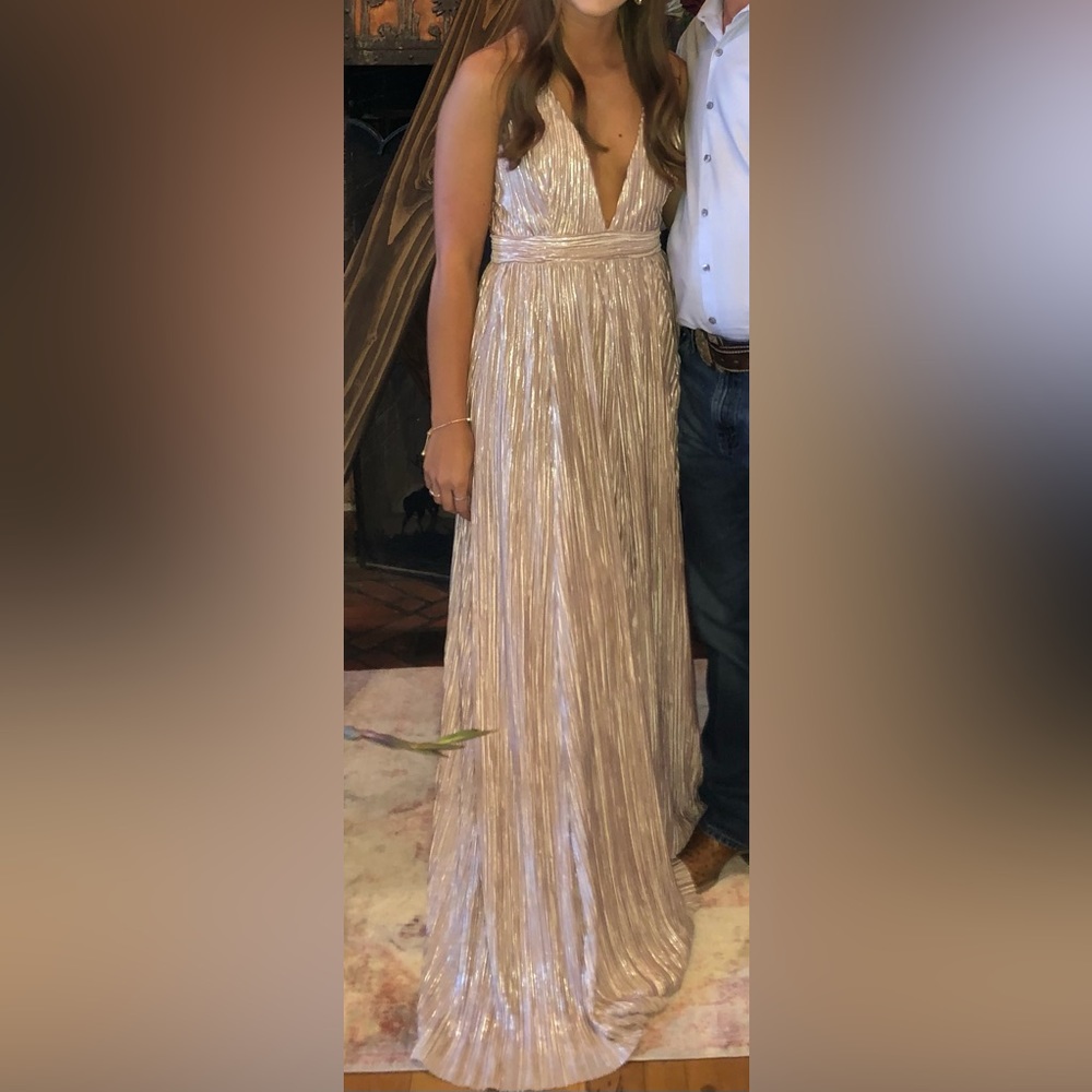 Luxxel Champagne Gold Formal Maxi Dress-Size Small